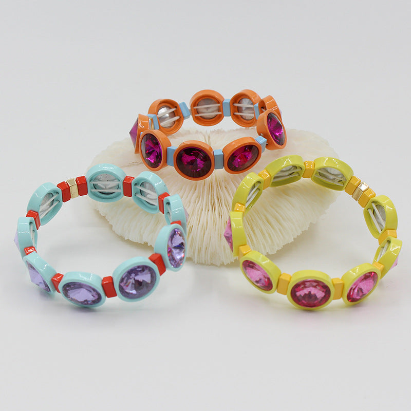 Enamel Prism Bead Bracelet Modular Elastic S5P207