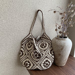 Load image into Gallery viewer, Handmade Crochet Cotton Tote Beach Bag N6A115