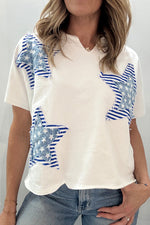 Load image into Gallery viewer, Star Print Street Style Round Neck T-shirt Women N6C337