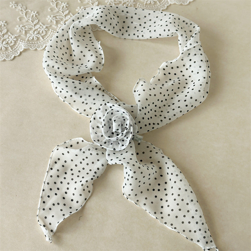 Rose Dot Chiffon Scarf Belt Neck Wrap N6D005