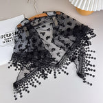 Load image into Gallery viewer, Lace Floral Triangle Scarf Fringe Shawl Women N6H106
