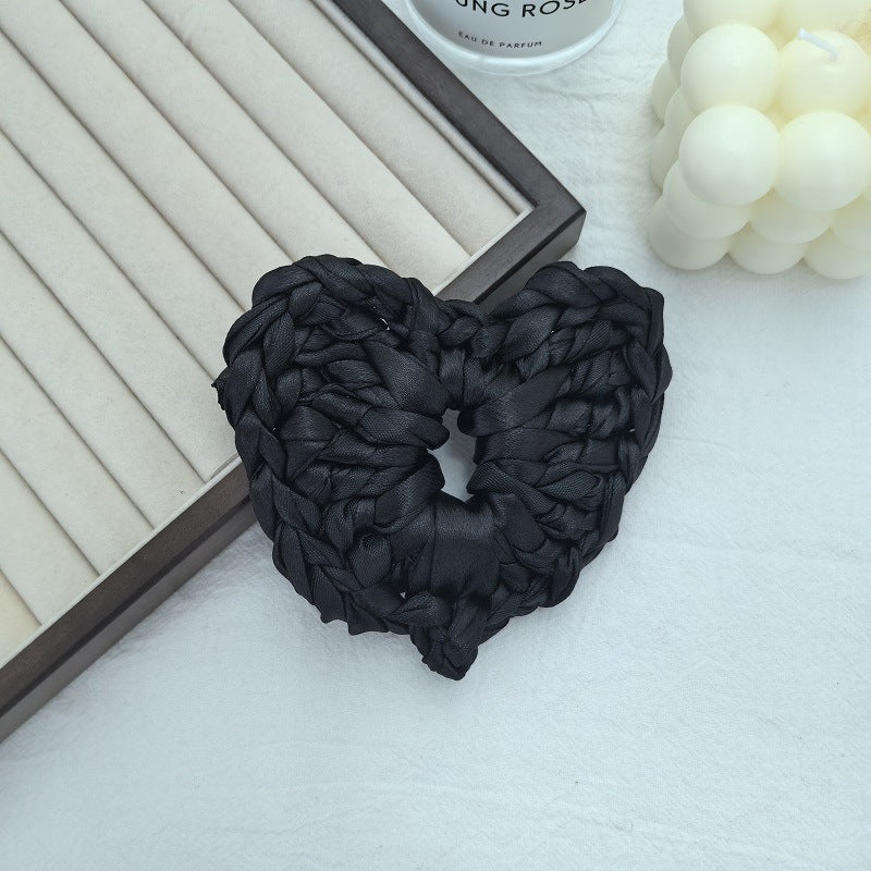 Satin Heart Silhouette Ponytail Hair Tie  S5P434