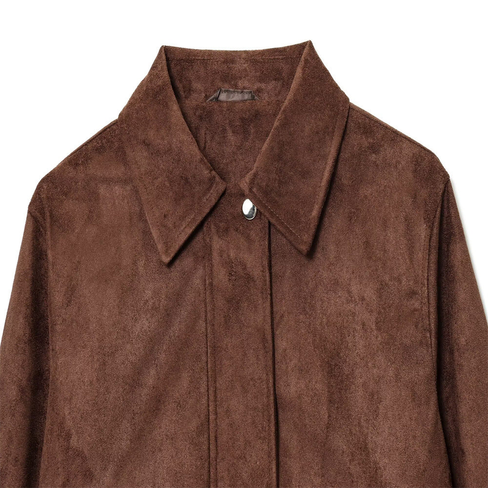 Slim Fit Notch Collar Jacket Women Brown N5A410