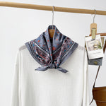 Load image into Gallery viewer, Vintage Floral Cotton Square Scarf 65cm Women N6H117