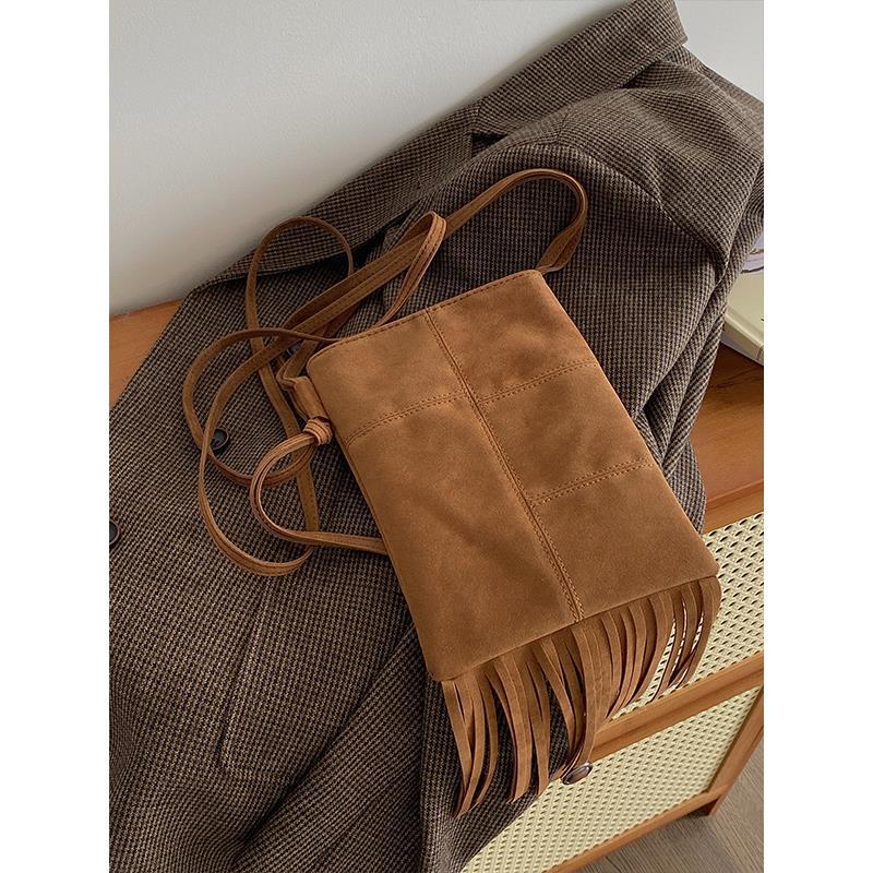 Bohemian Fringe Crossbody Bag PU Brown S5P280