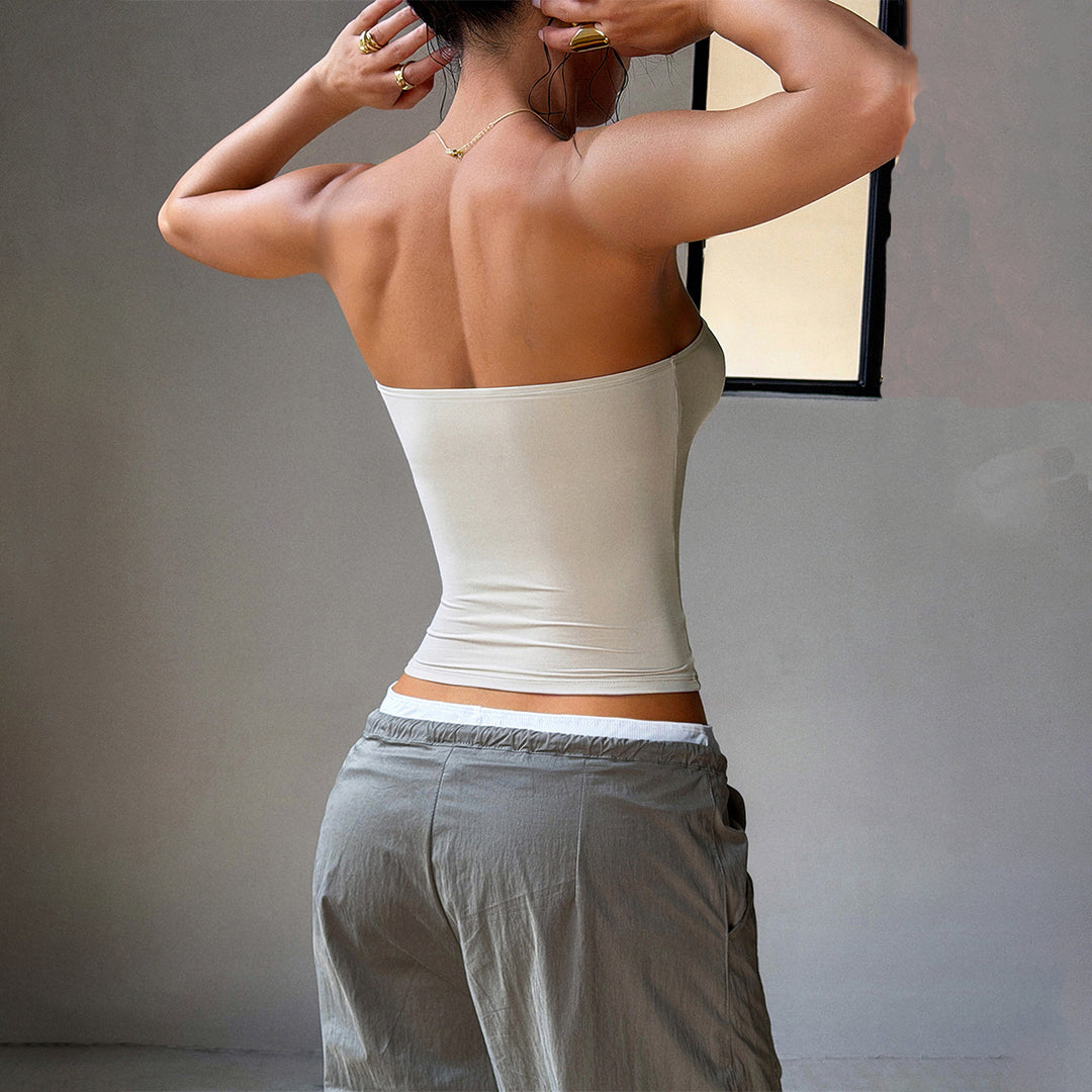 Fitted Solid Color Tube Top Women N6D202