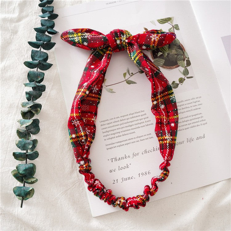 Womens Christmas Plaid Bow Headband N6K123