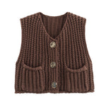 Load image into Gallery viewer, Patch Pocket Vest Sleeveless Knit Lightweight N5Z245