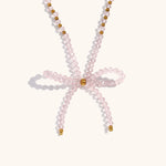 Load image into Gallery viewer, Crystal Bow Necklace Steel Gold Plated Delicate S5P231
