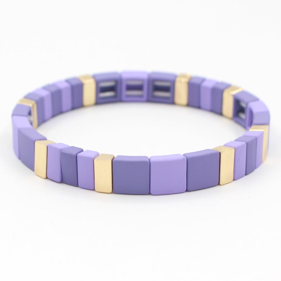 Enamel Bead Geometric Bangle Alloy Violet Matte S5P181