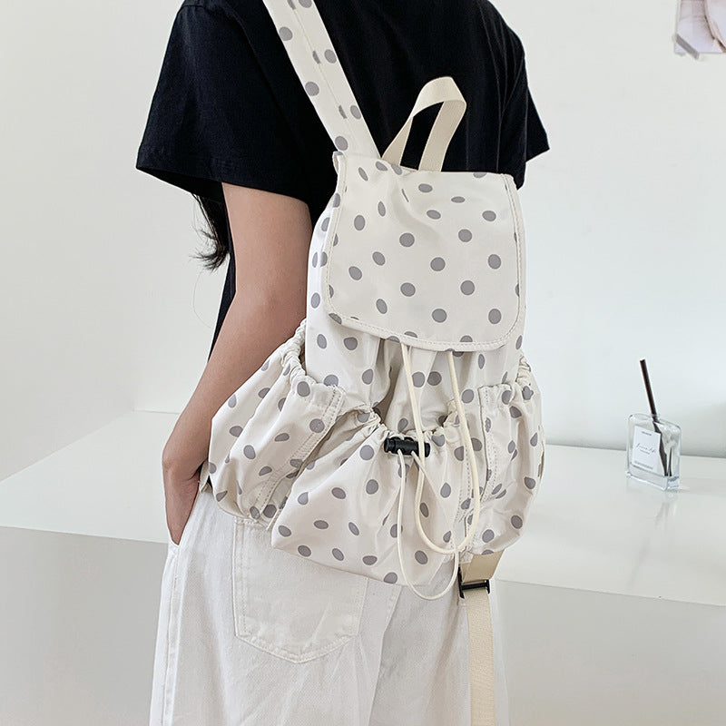 Polka Dot Backpack Women Lightweight Nylon Daypack N6F053