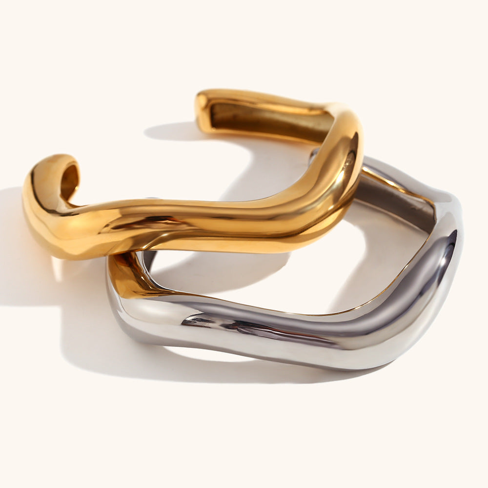 Liquid Wave Bracelet Steel Gold-Plated Fluid S5P189