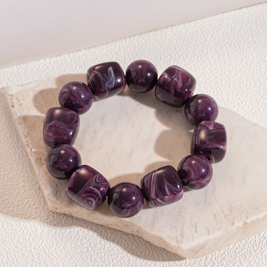 Acrylic Beaded Bracelet Irregular Square Round N6F077