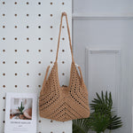 Load image into Gallery viewer, Hand Woven Openwork Cotton Shoulder Bag Underarm S5P297