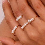 Load image into Gallery viewer, Crushed Freshwater Pearl Ring Stainless Steel N6H180