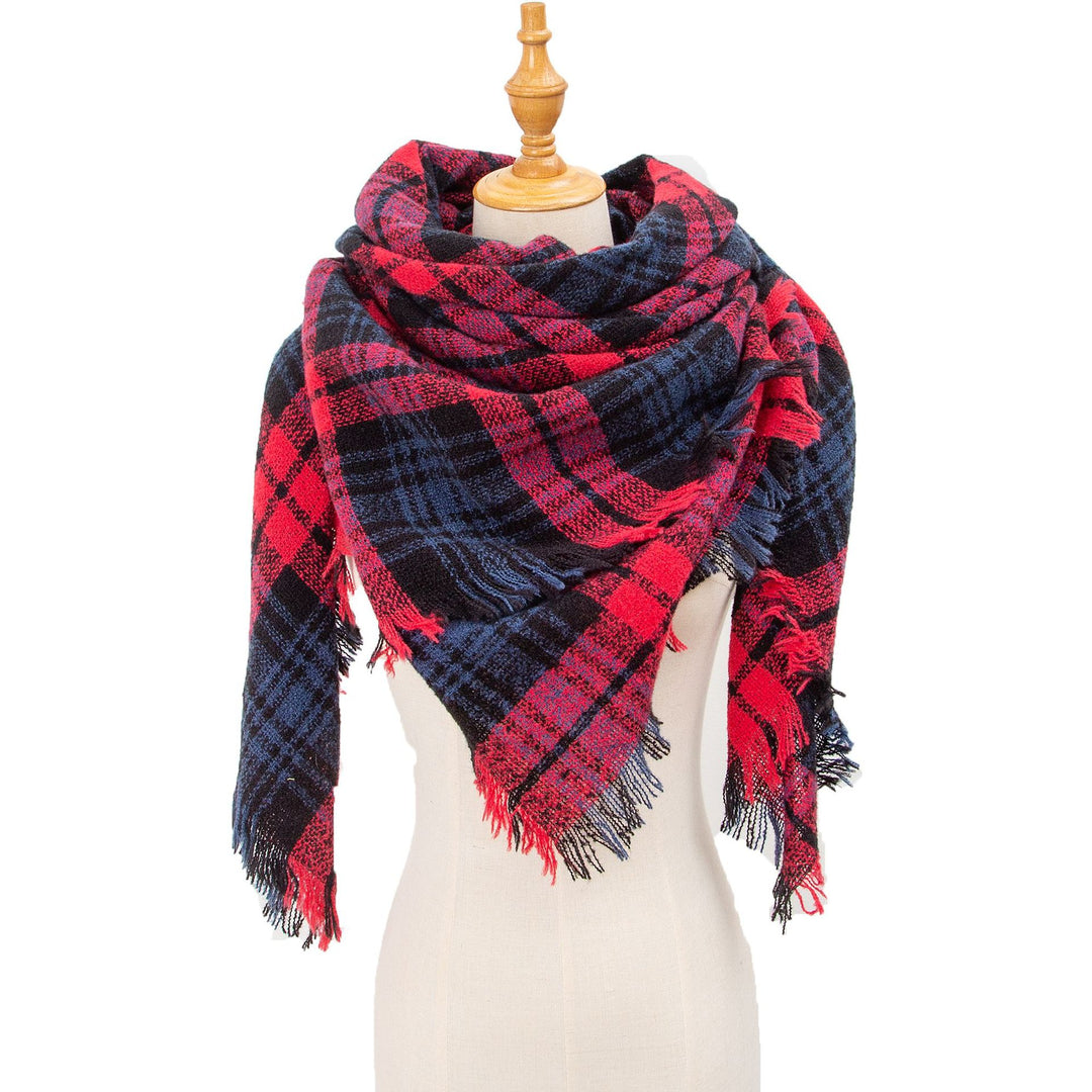 British Vintage Plaid Cashmere Feel Triangle Scarf N6K245