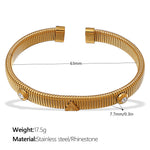 Load image into Gallery viewer, Four Leaf Clover Bangle Titanium Steel Plated Elastic S5P090