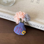 Load image into Gallery viewer, Womens Embroidered Floral Vase Fabric Brooch N6K318