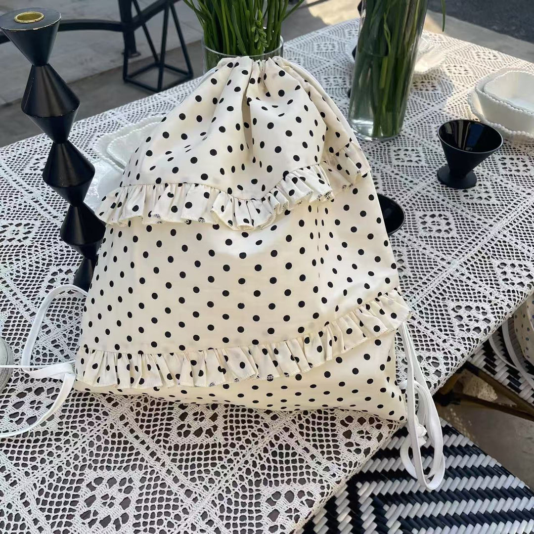 Polka Dot Drawstring Backpack Women N6F055