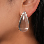 Load image into Gallery viewer, Clear Resin Teardrop Silver Stud Earrings Minimalist N6H091