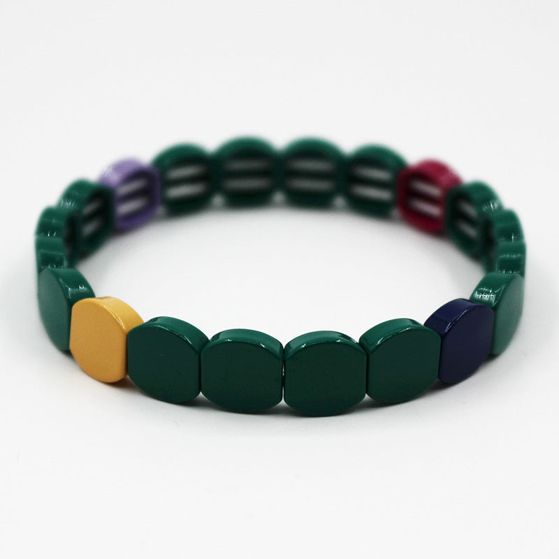 Multicolor Enamel Geometric Cuff Alloy Stove Fired S5P210