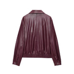 Load image into Gallery viewer, Solid Wine Notch Jacket Mid Heavy Short N5Z816