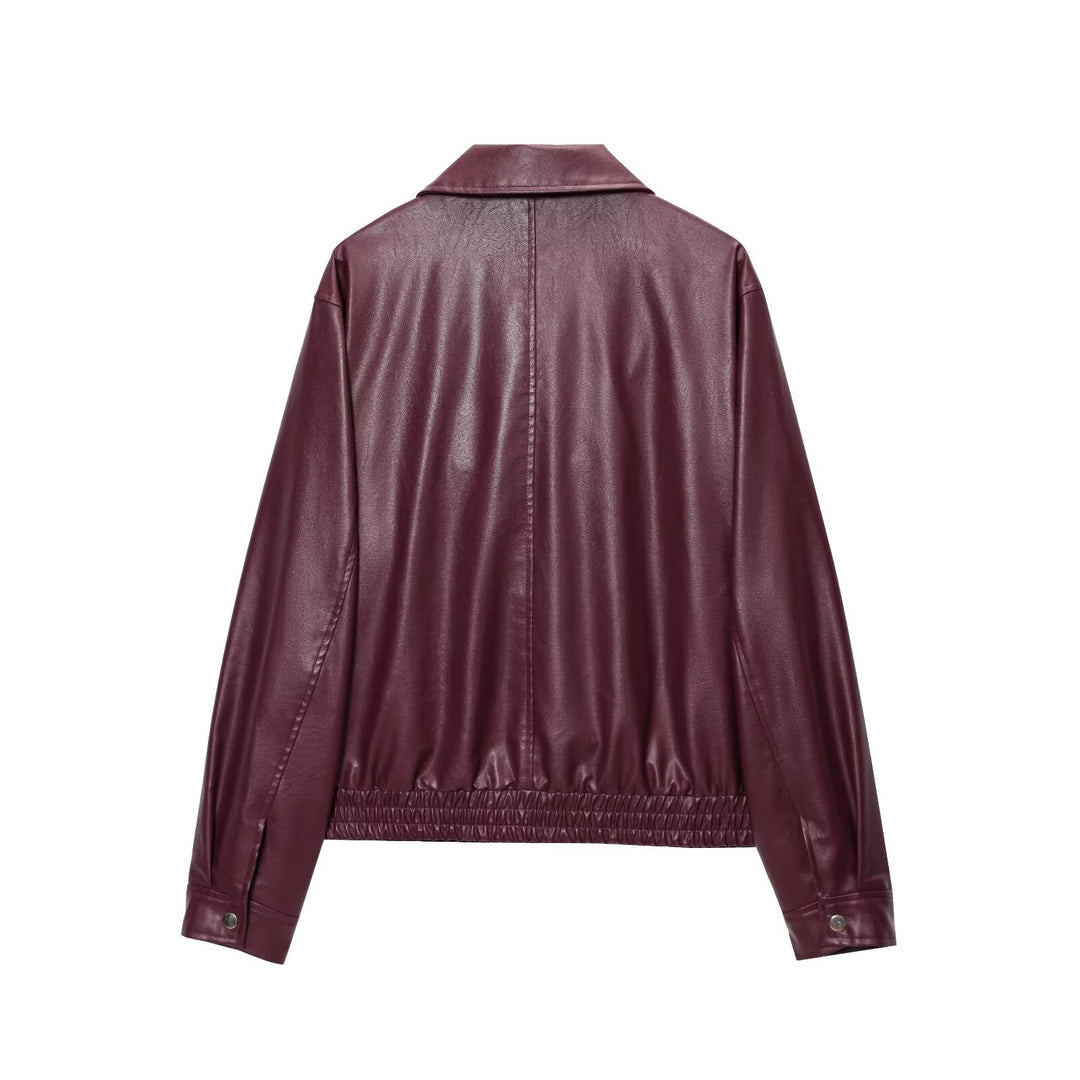 Solid Wine Notch Jacket Mid Heavy Short N5Z816