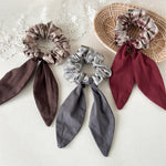 Load image into Gallery viewer, Vintage Plaid Big Bow Scrunchie Hair Tie Women N6H196