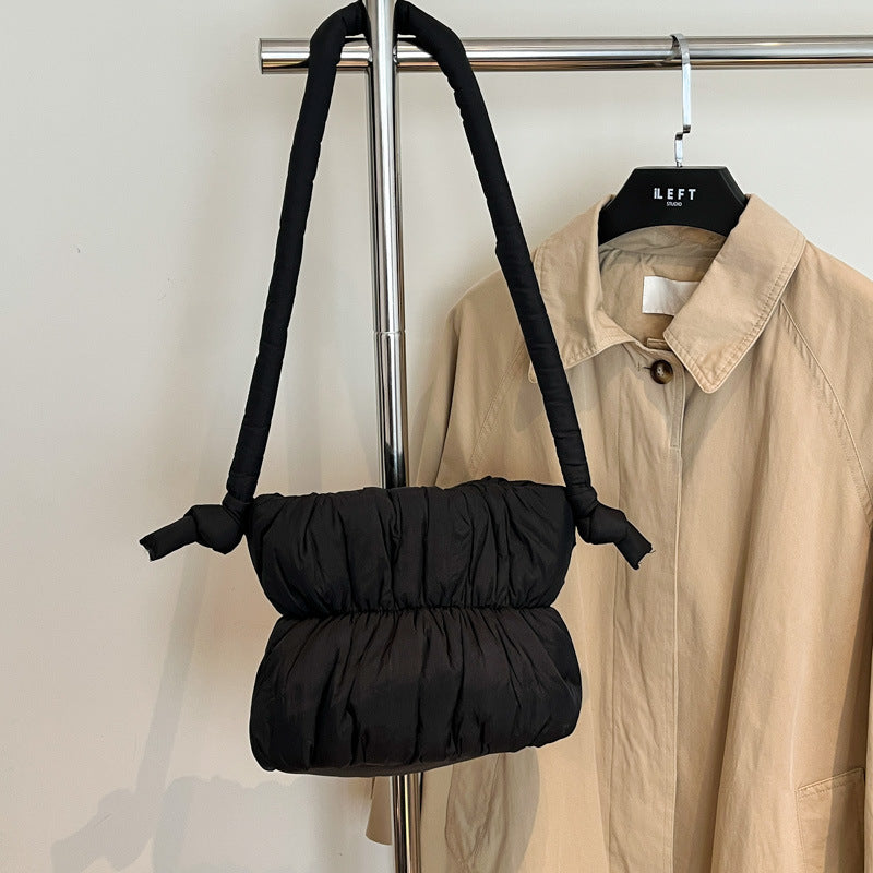 Women's Ruched Padded Nylon Bucket Bag N6J215