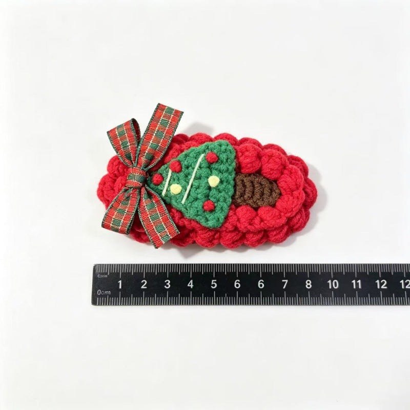 Womens Christmas Tree Knit Hair Clip N6K290