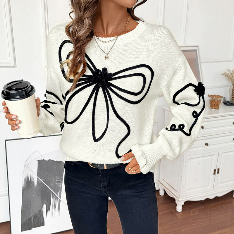 Bow Loose Knit Cardigan Lightweight White N5A024