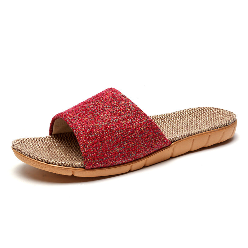 Non Slip Woven Linen Home Slippers Women N6C228