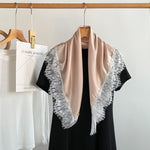 Load image into Gallery viewer, Satin Sun Protection Lace Trim Square Scarf Women N6H120