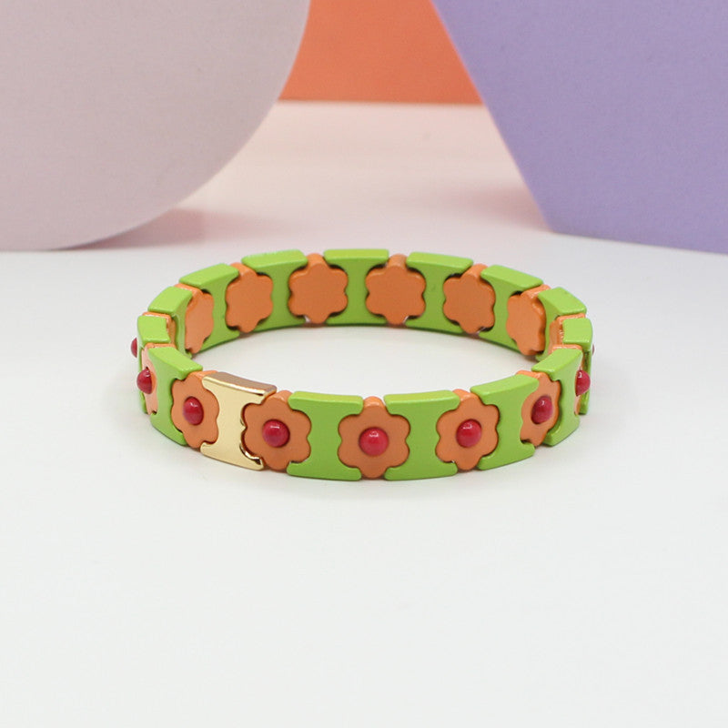 Flowers Handband Cuff Bohemian Enamel Steel S5P161