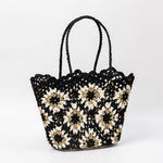 Load image into Gallery viewer, Hand Crochet Color Block Mesh Tote Beach Bag Women N6C302