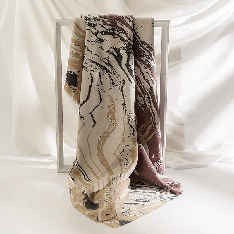 Marbled Stripe Faux Cashmere Wrap  M5A155