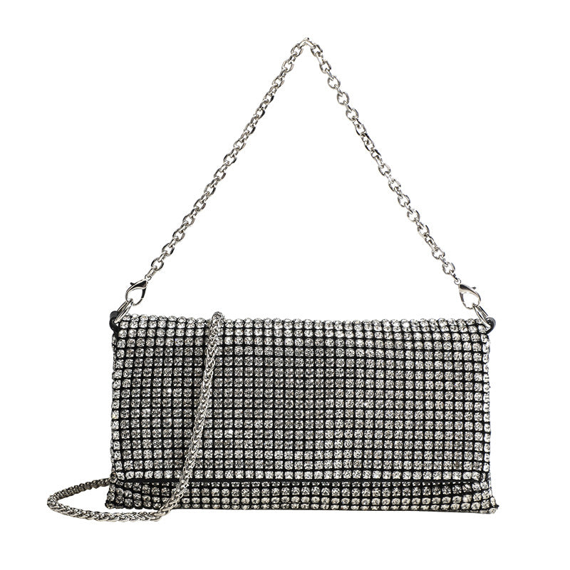 Crystal Embellished Shoulder Bag PU Poly Cotton S5P318