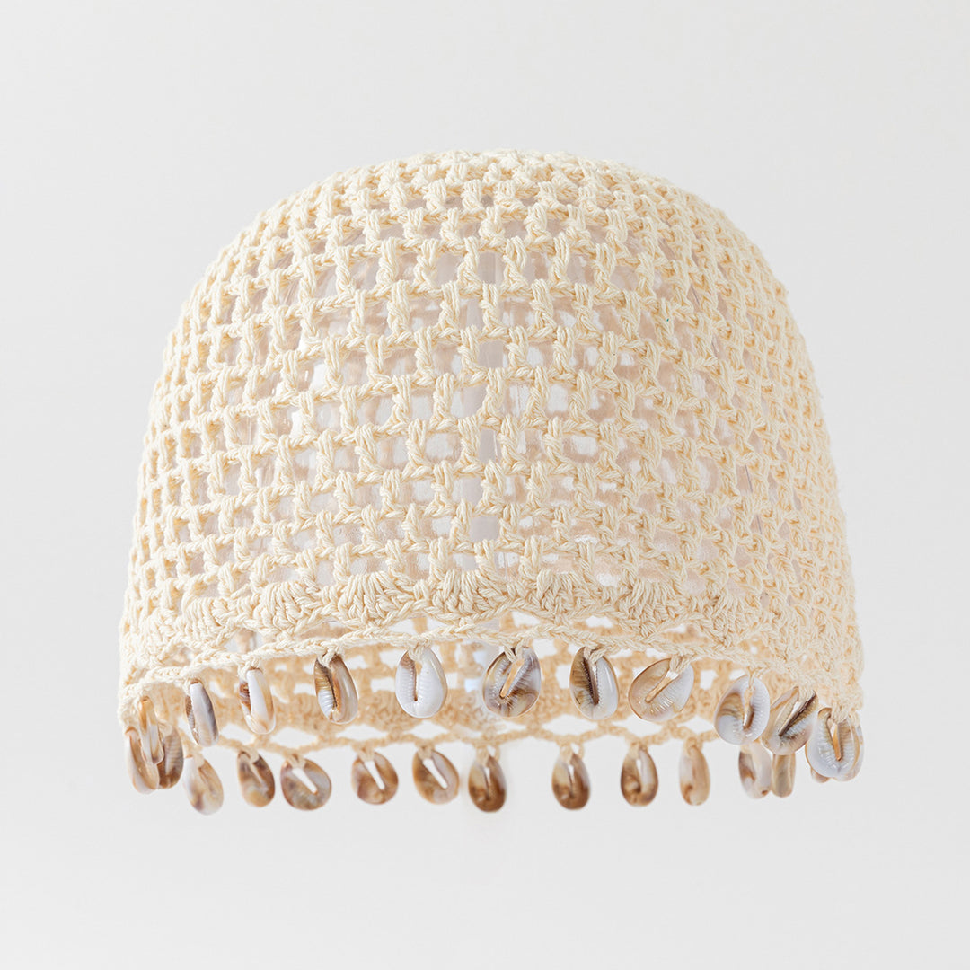 Hand Crochet Shell Pendant Cotton Cap Women N6G213