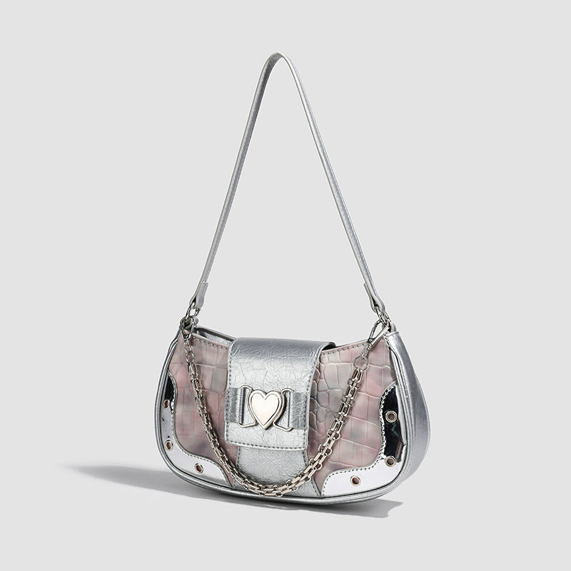 Detachable Chain Shoulder Bag PU Underarm Silhouette S5P316