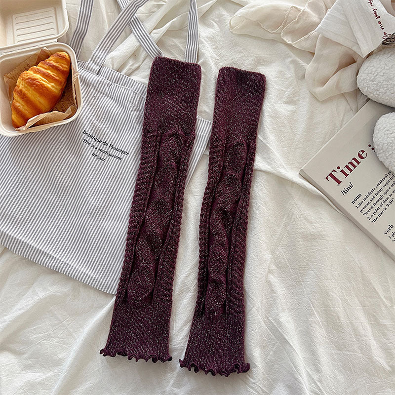 Metallic Vertical Stripe Knit Leg Warmers M5A059