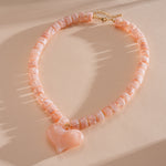 Load image into Gallery viewer, Womens Heart Acrylic Beaded Necklace N6K186