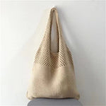 Load image into Gallery viewer, Women's Woven Cutout Knit Bucket Tote Bag N6J171