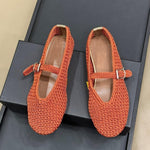 Load image into Gallery viewer, Handwoven Ballet Mary Jane Flat Shoes Women Leather N6G244