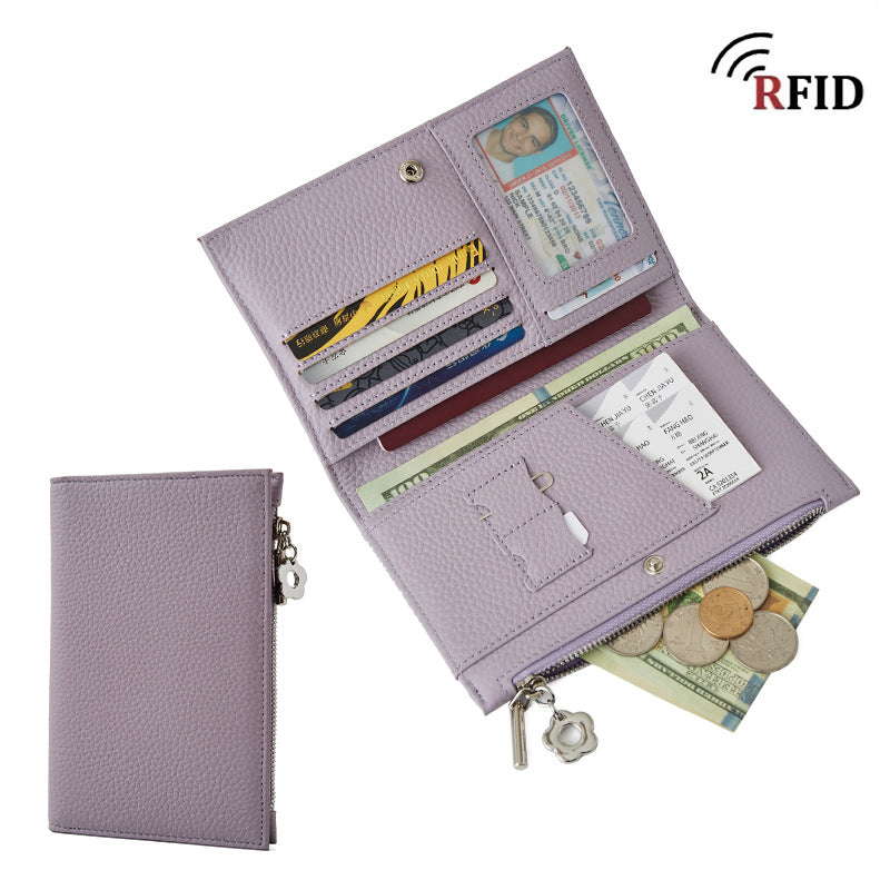 Genuine Leather Zipper Passport Wallet Women N6D022