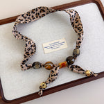 Load image into Gallery viewer, Womens Brown Leopard Print Beaded Scarf Necklace N6K278