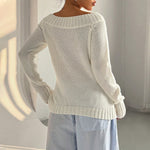 Load image into Gallery viewer, Off Shoulder Crew Knit Lightweight White N5Z679