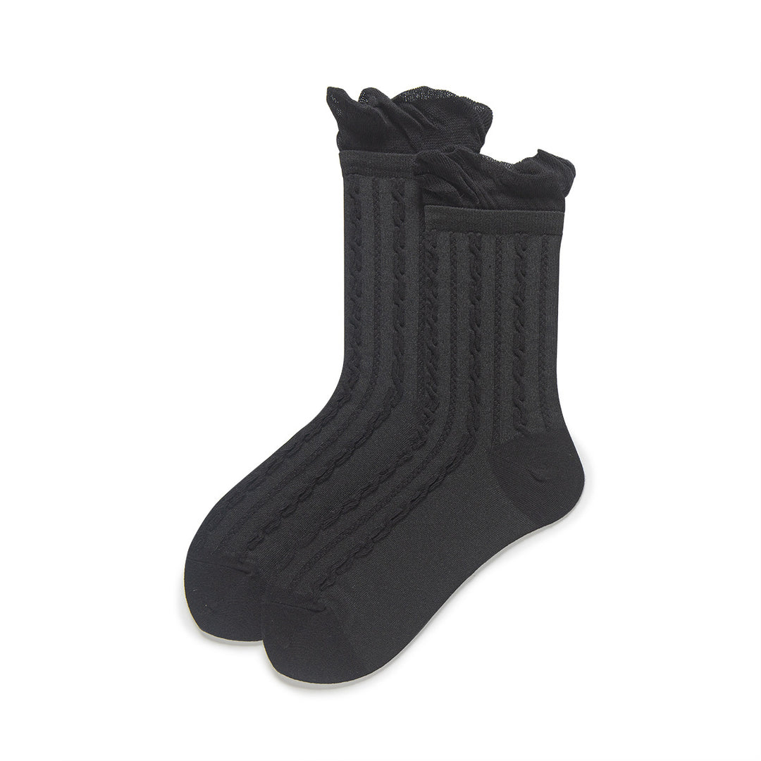 Bubble Cuff Cable Knit Socks Women N6C171