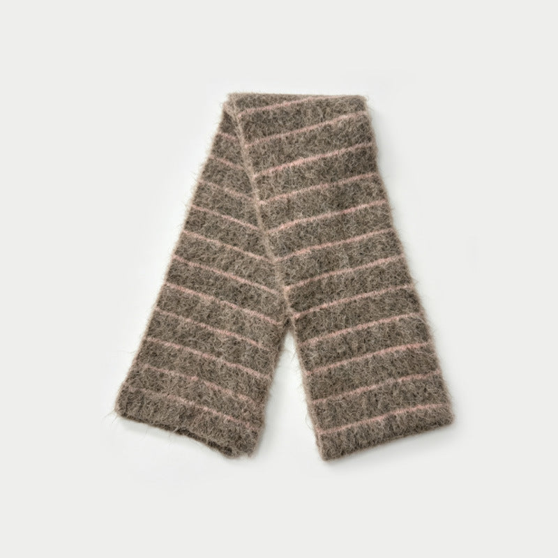 Womens Wool Blend Color Block Striped Knit Scarf N6K235