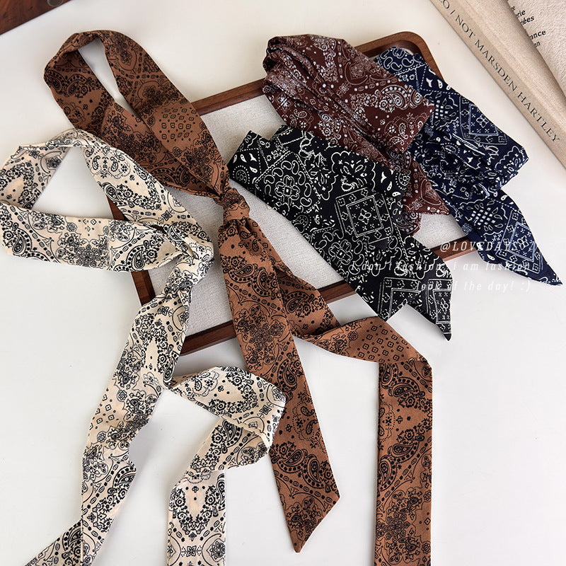 Vintage Paisley Long Narrow Scarf Necktie Women N6G236