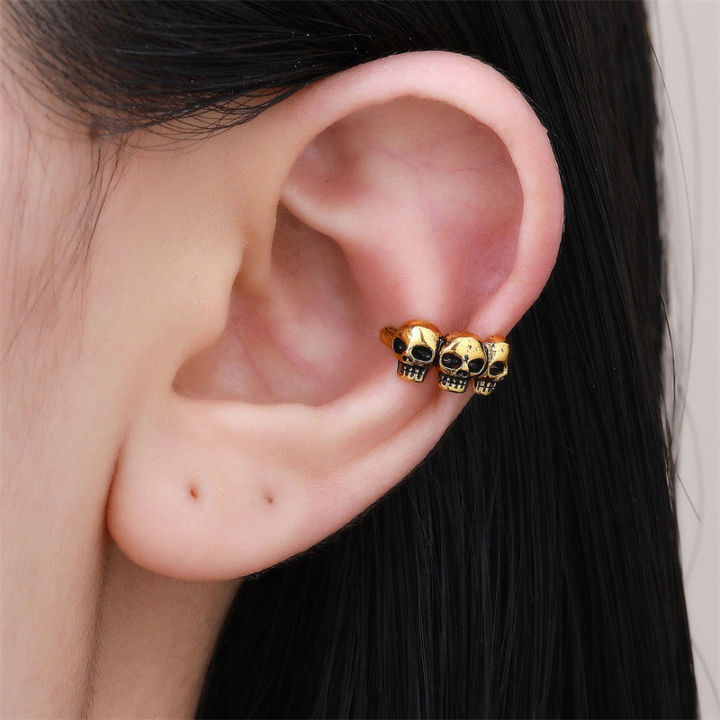 Halloween Punk Skull Clip On Earrings  S5P496